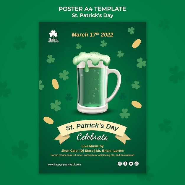 PSD stain patrick's day poster template