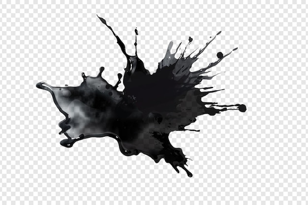 stain splat black ink isolated on transparent background