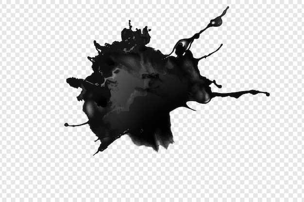 stain splat black ink isolated on transparent background