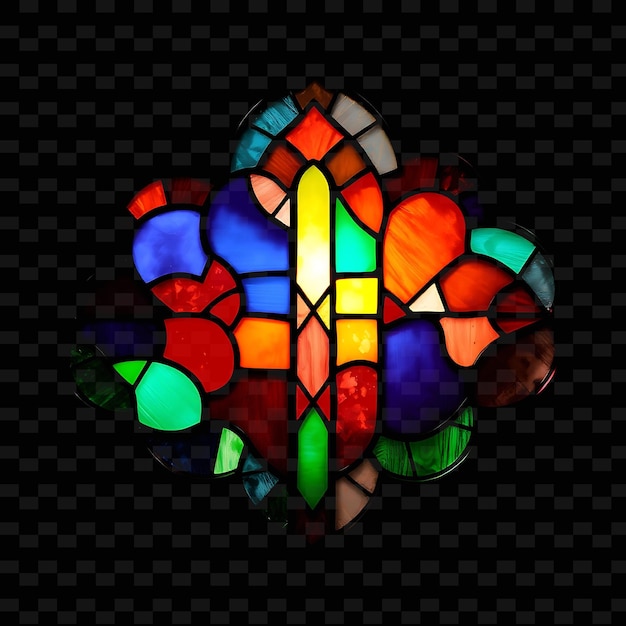 PSD a stained glass window with a cross on it