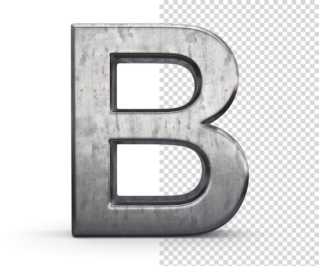 Stained steel letter B 3d rendering