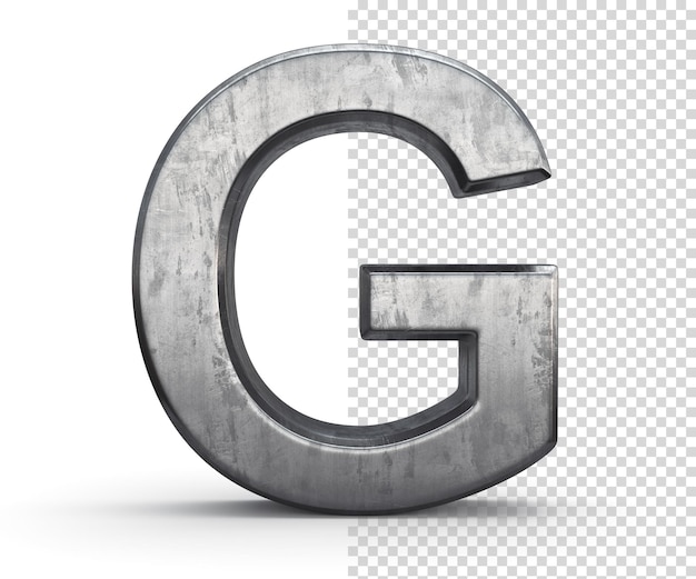 Stained steel letter G 3d rendering