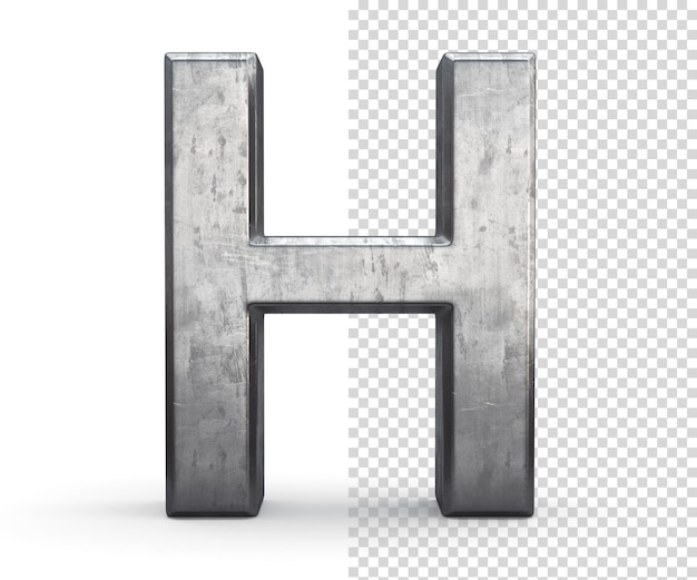 Stained steel letter H 3d rendering