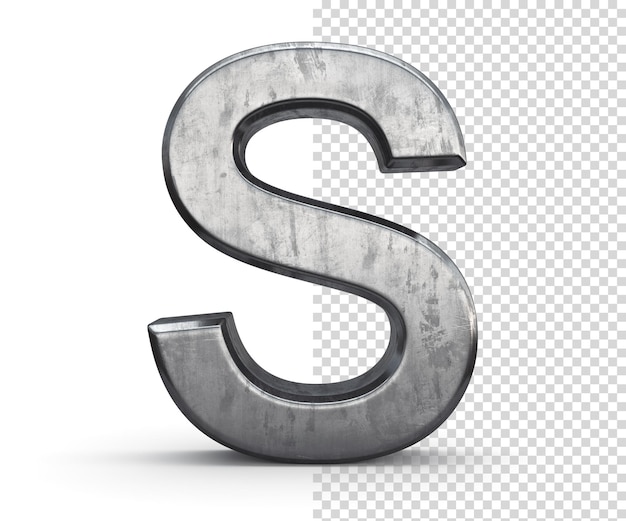 Stained steel letter S 3d rendering