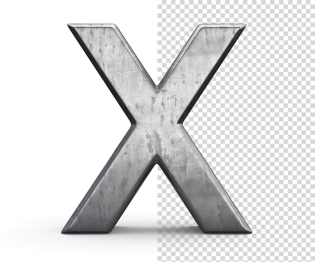 Stained steel letter X 3d rendering