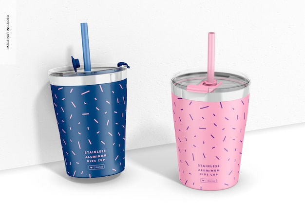 Stainless Aluminum Kids Cups Mockup