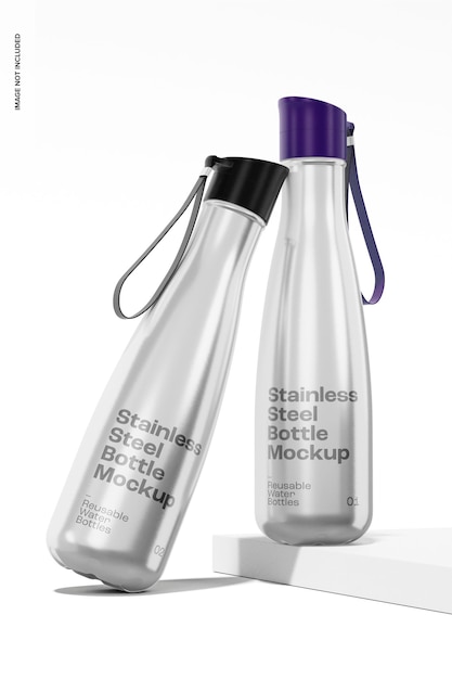 Stainless Steel Bottles Mockup