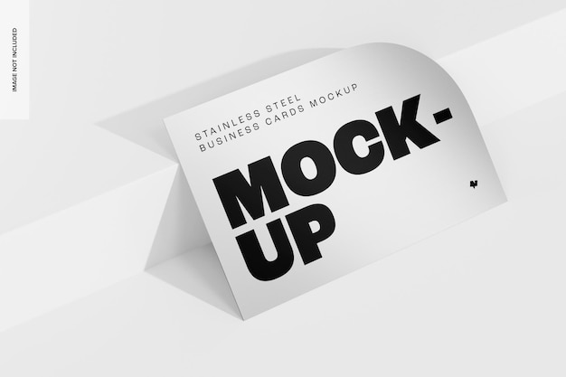 Stainless Steel Business Card Mockup, Leaned