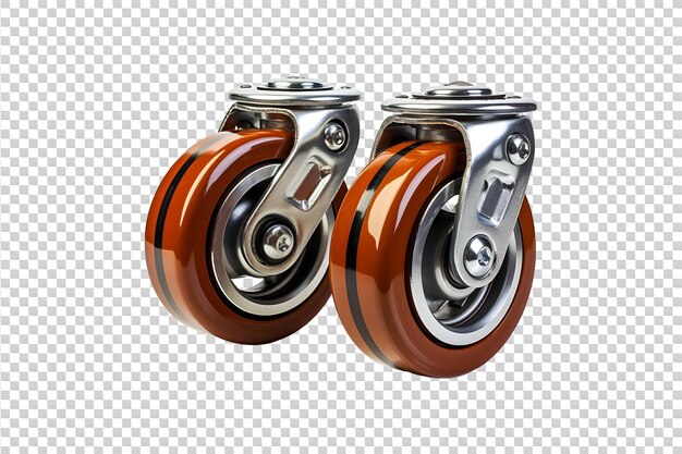 PSD stainless steel casters isolated on transparent background