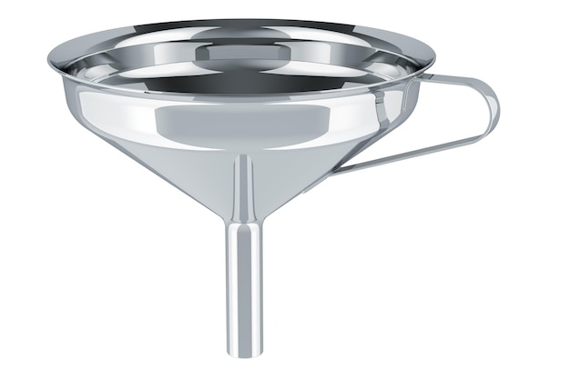 Stainless Steel Kitchen Funnel MultiUse Metal Food Grade Cooking Funnel 3D rendering isolated on transparent background