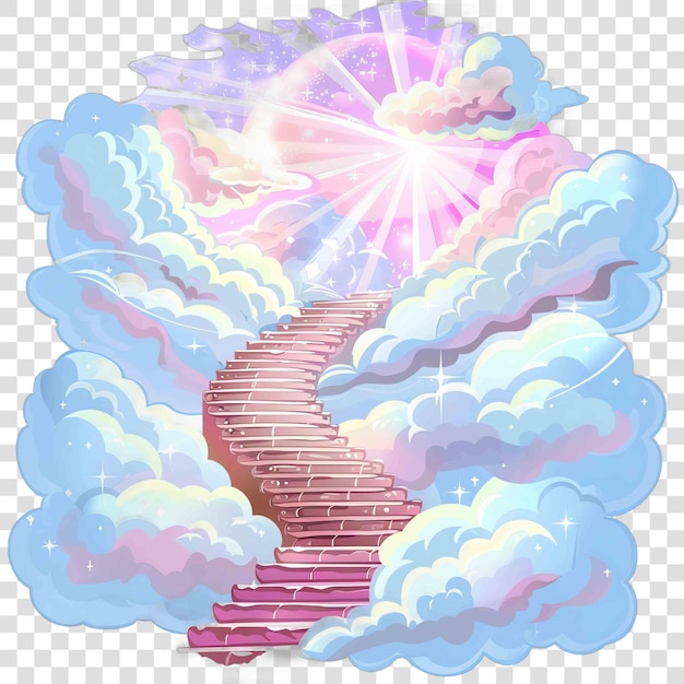 staircase ascending into the clouds christian illustration