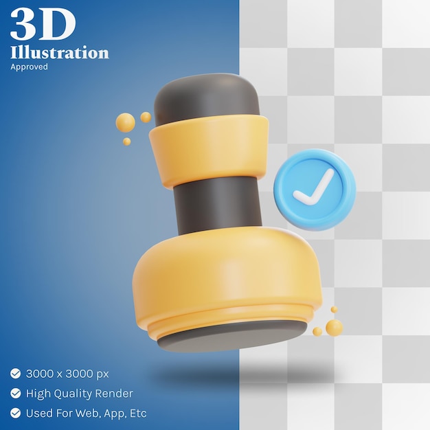 Stamp approved illustration 3d