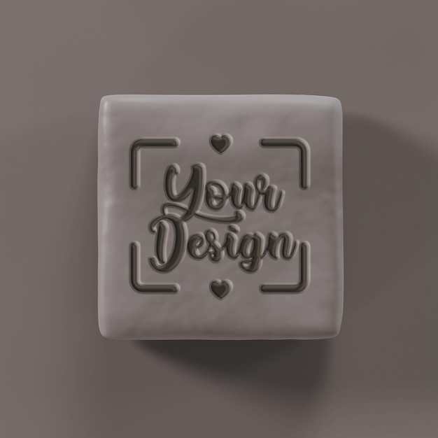 Stamp on clay mockup logo PSD