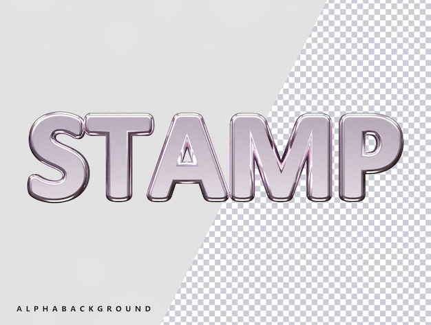 Stamp text effect 3d rendering illustration