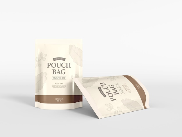 Stand Up Glossy Foil Pouch Bag Mockup