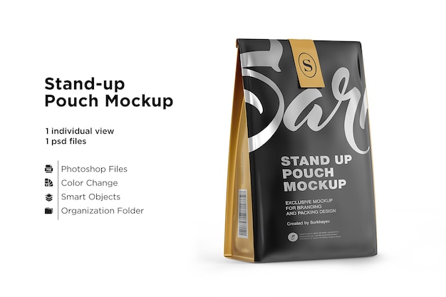 Stand Up Matte Pouch with Mockup Isolated