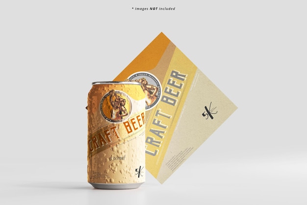 Standard Size Beer Can Mockup with Condensation Effect