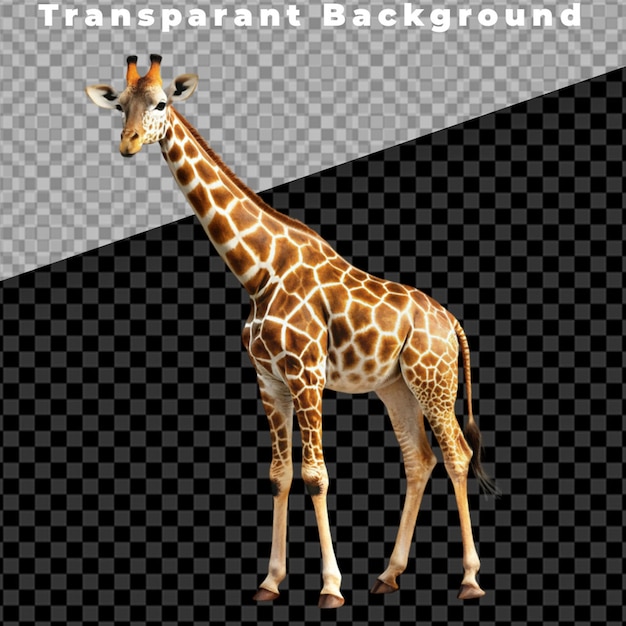 PSD standing african giraffe looking in camera cut out generative ai art