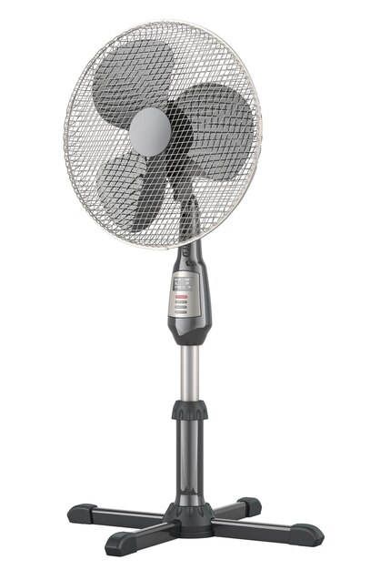 PSD standing pedestal electric fan 3d rendering isolated on transparent background