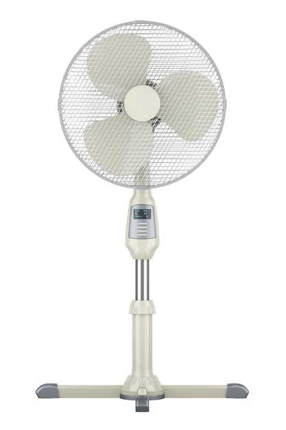 Standing Pedestal Electric Fan front view 3D rendering isolated on transparent background