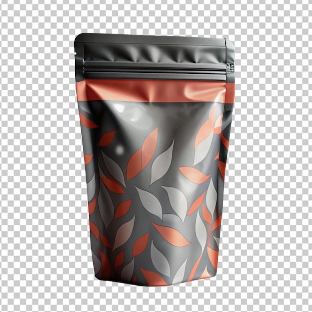 PSD standing pouch bag mockup on transparent background