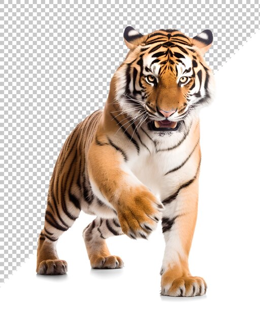 PSD standing tiger isolated background