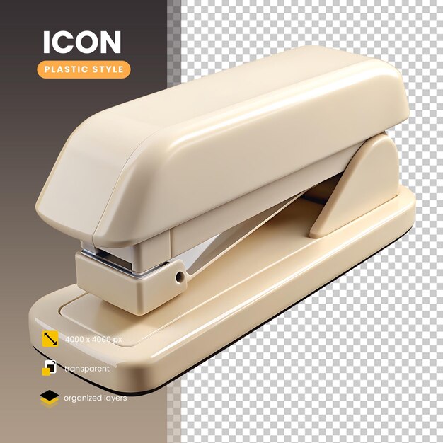 PSD stapler icon classic white color in plastic 3d style