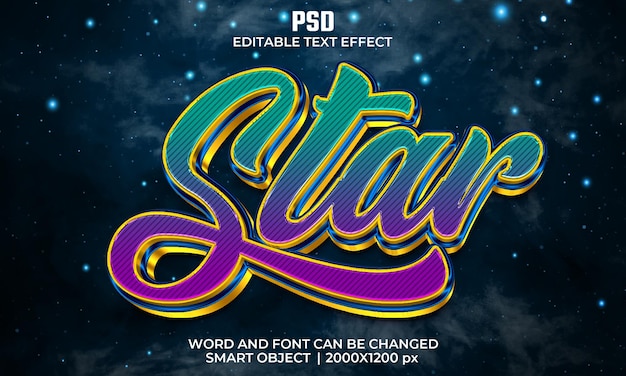 Star 3d editable photoshop text effect style with modern background