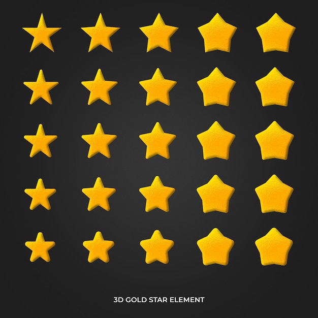 Star 3D Gold Shape transparent psd file design