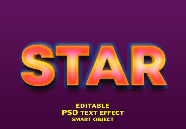 star 3d text effect design