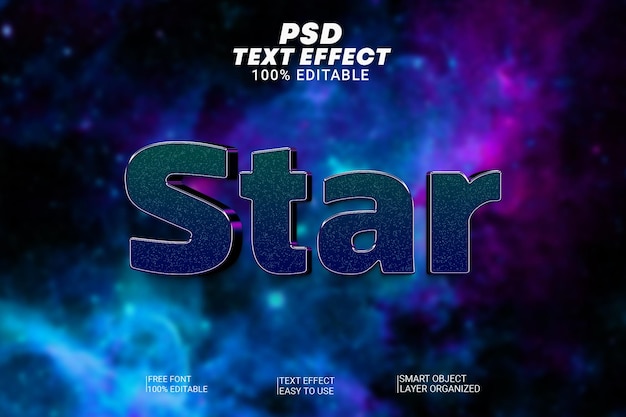 PSD star 3d text effect style