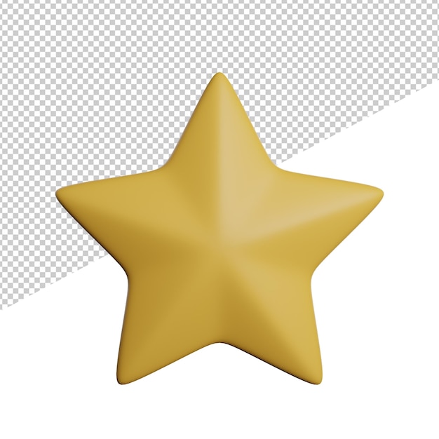 Star front view 3d illustration rendering icon transparent background