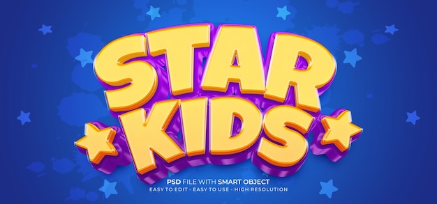 Star kids text 3D style effect