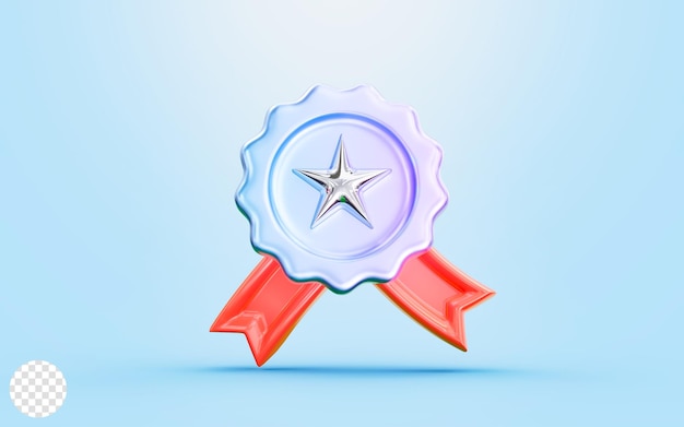 star medal badge sign 3d render concept for winner prize reward premium warranty