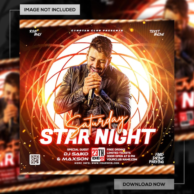 Star Night Party Flyer or Social Media Banner Template