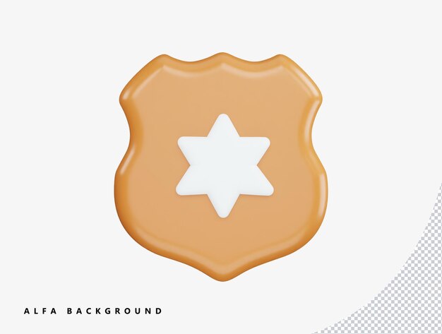 Star and protect shield with 3d rendering vector icon illustration