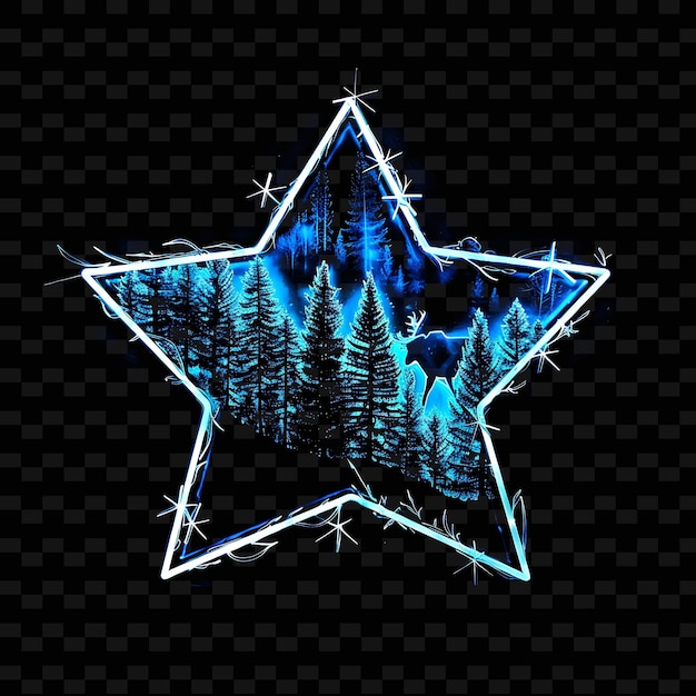 PSD a star with a blue tinsel on it