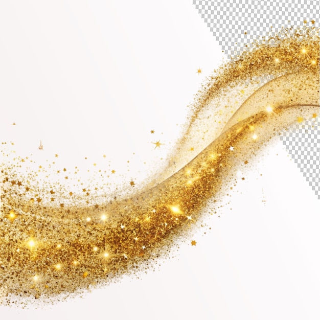 stardust wave golden dust trail with glitter on transparent background