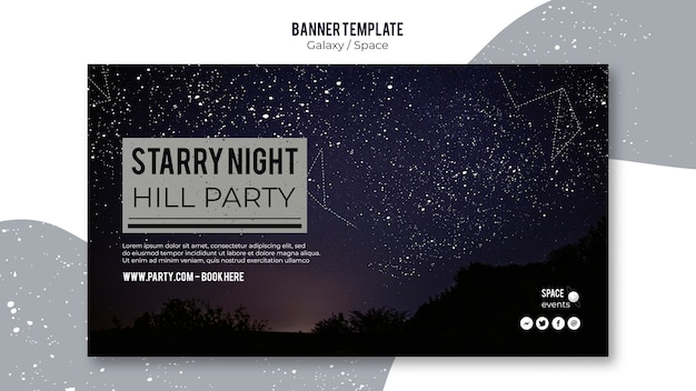 PSD starry night party banner template