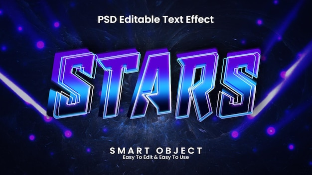 Stars 3d editable text effect Premium Psd