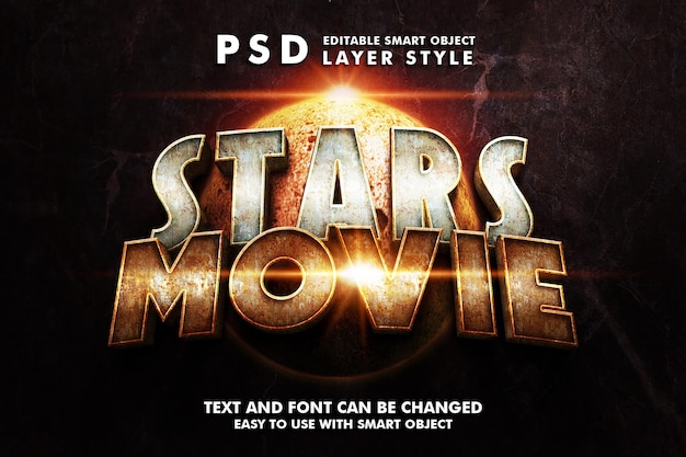 Stars Movie 3d Editable Text Effect Premium Psd