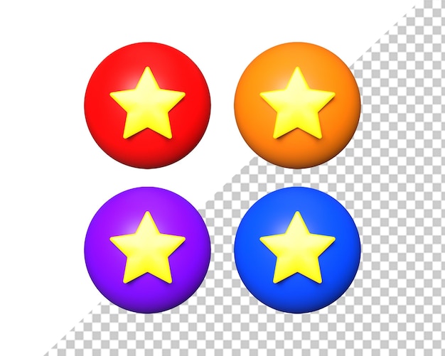 Stars review rating 3d circle icons