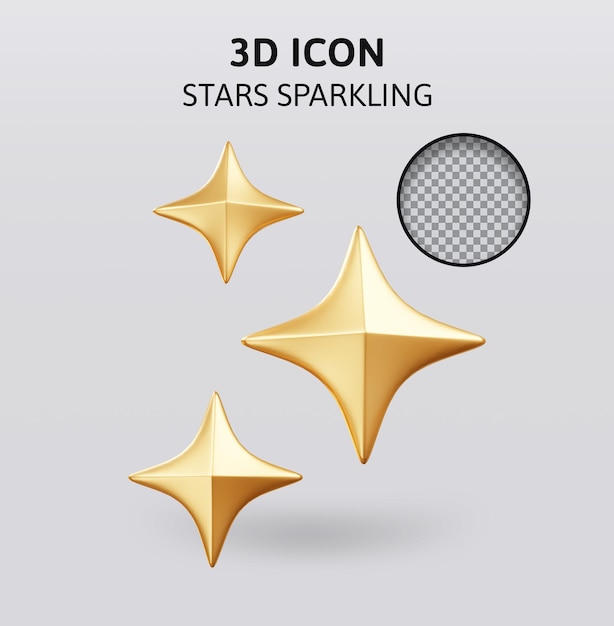 Stars sparkling 3d rendering illustration