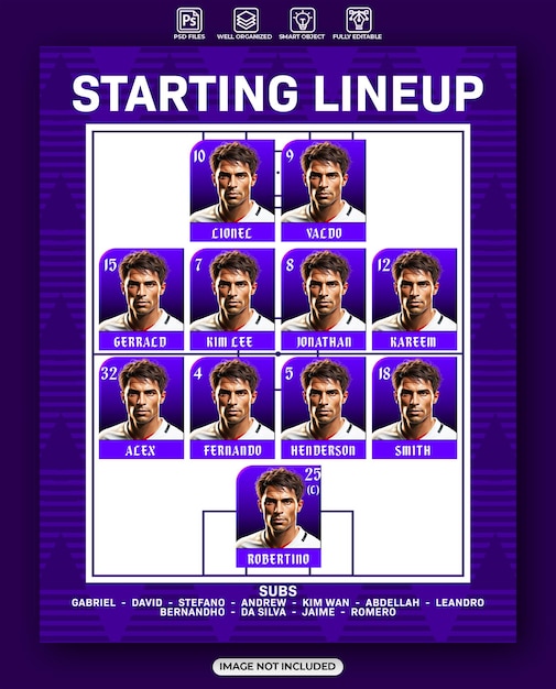 Starting lineup football match design template