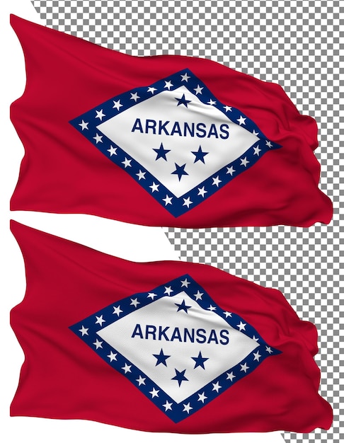 State of Arkansas Flag Waves Isolated in Plain Bump Texture Transparent Background 3D Rendering