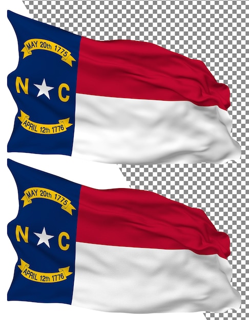 State of North Carolina Flag Waves Isolated in Plain Bump Texture 3D Rendering