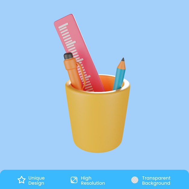 Stationery 3D Illustration