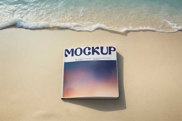 PSD stationery on beach mockup design