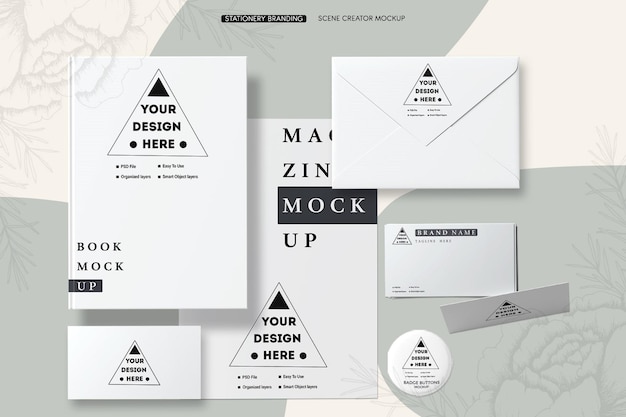 Stationery branding identity mockup scene creator