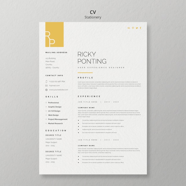 PSD stationery cv template